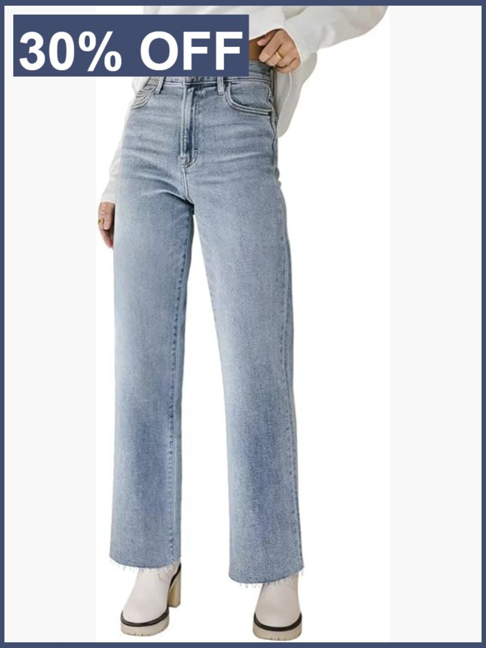 High Waisted Straight Leg Jeans with Raw Hem Frayed Baggy Cropped Wide Leg